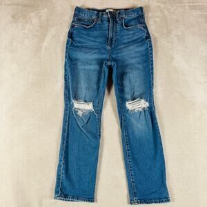 Madewell Jeans Womens 27 Medium Wash Blue Denim Perfect Vintage‎ Crop Distressed